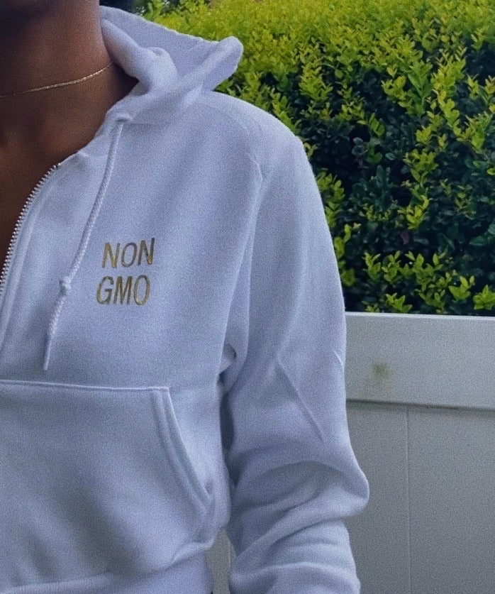 “Organic-NON GMO” cropped hoodie