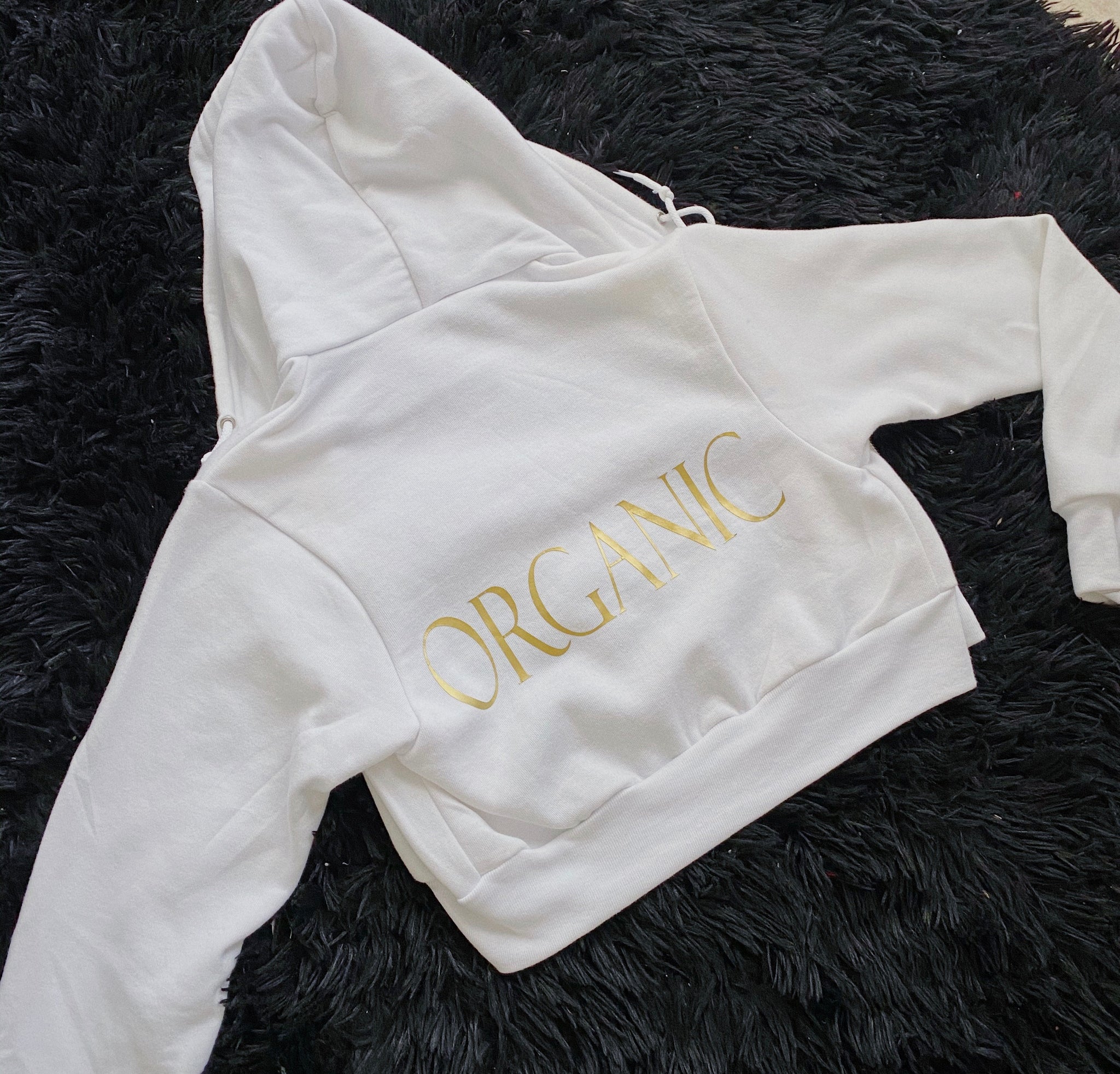 “Organic-NON GMO” cropped hoodie