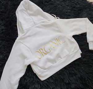 “Organic-NON GMO” cropped hoodie