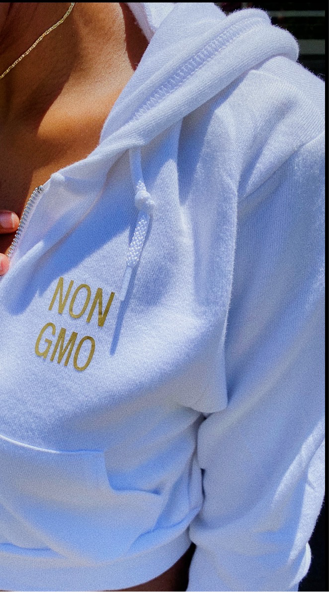 “Organic-NON GMO” cropped hoodie